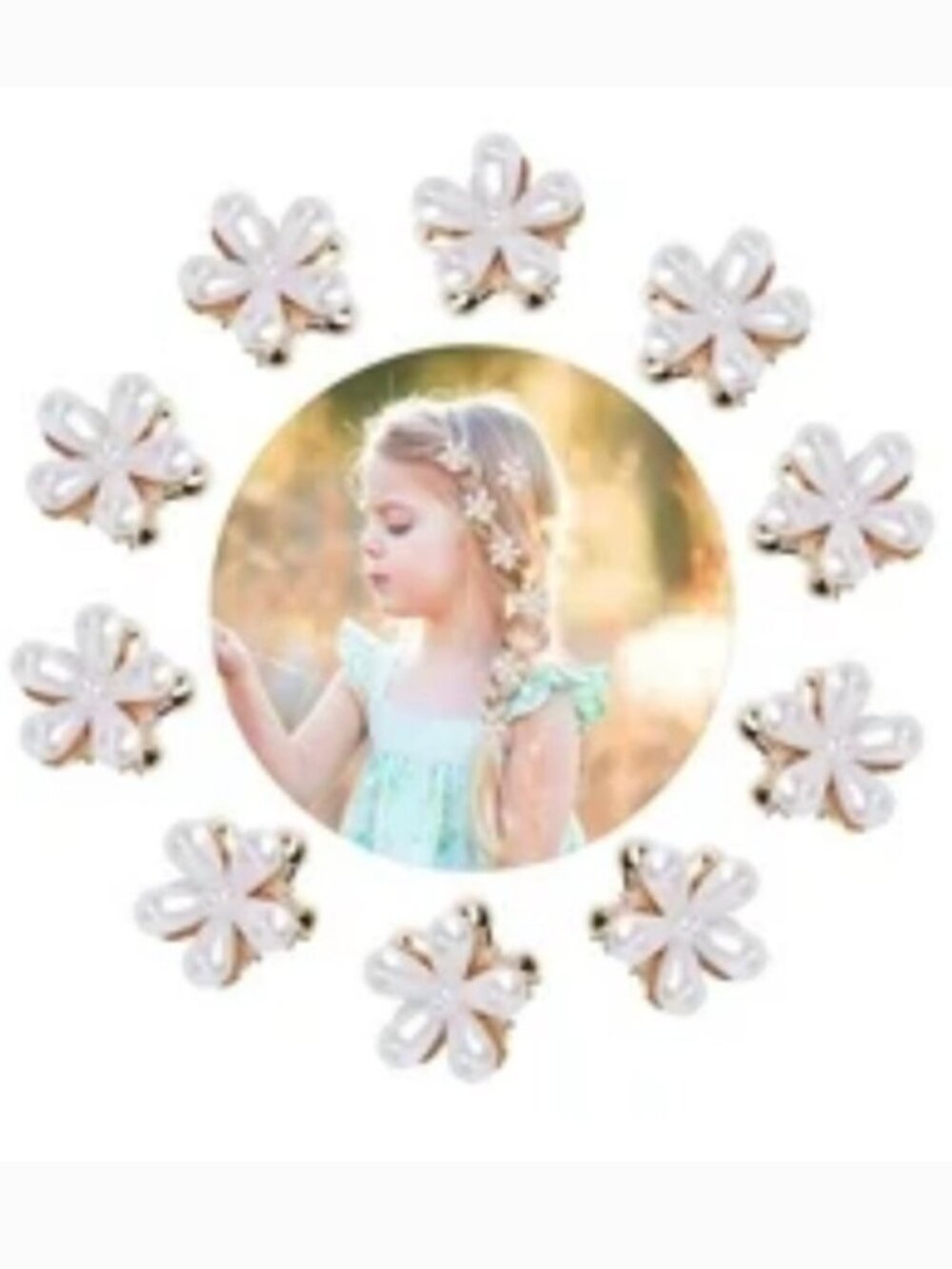Piper K gorgeous faux pearls floral hair claw clips set of 10